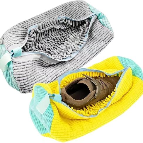 Shoes Laundry Bag Keep Shoes Clean, 2 Pcs Set - Shoe Wash Bag for Washing Machine, 360° Wrap Shoe Washing Bag for Sneakers, Boots & Delicate Footwear, Reusable Shoe Cleaning Bag (Yellow) in Saudi Arabia