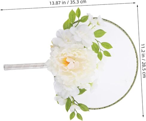 PartyKindom Chinese Round Fan with Lifelike Floral Design Vintage Handheld Fan for Weddings Dance Parties and Summer Events Adorned with Tassel and Faux Flower Decor in Saudi Arabia