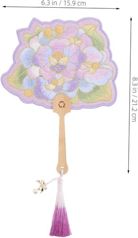Gatuida Butterfly Orchid Hand Fan مع التطريز والمقبض الخشبي التقليدي من المعجبين الصينيين بأسلوب زخرفي للمناسبات الثقافية وديكور المنزل in Kuwait