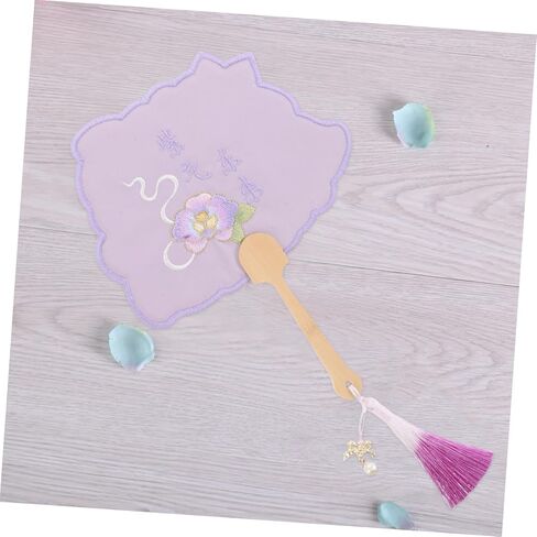Gatuida Butterfly Orchid Hand Fan مع التطريز والمقبض الخشبي التقليدي من المعجبين الصينيين بأسلوب زخرفي للمناسبات الثقافية وديكور المنزل in Kuwait