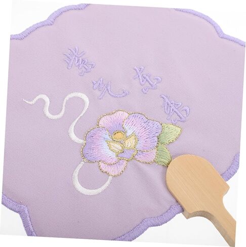 Gatuida Butterfly Orchid Hand Fan مع التطريز والمقبض الخشبي التقليدي من المعجبين الصينيين بأسلوب زخرفي للمناسبات الثقافية وديكور المنزل in Kuwait