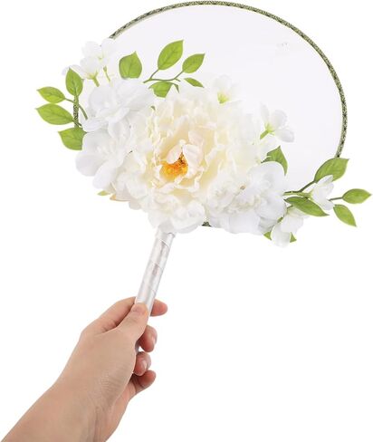 Chinese Round Fan with Tassel and Faux Flower Decoration Vintage Handheld Fan for Weddings Summer Parties and Dance Traditional Style Wood in Saudi Arabia