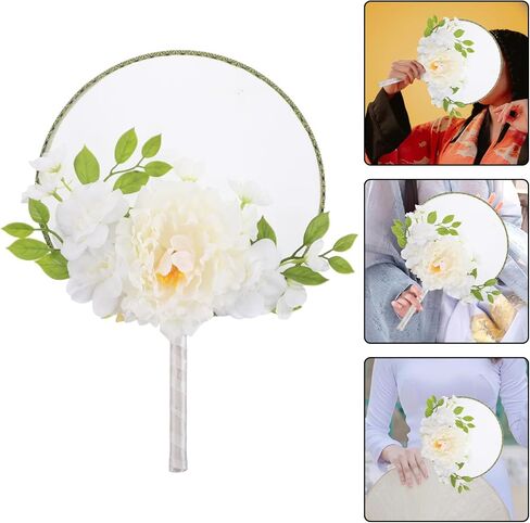 Chinese Round Fan with Tassel and Faux Flower Decoration Vintage Handheld Fan for Weddings Summer Parties and Dance Traditional Style Wood in Saudi Arabia
