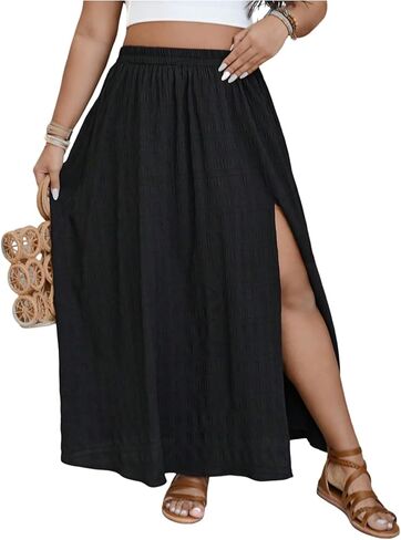 نساء زائد الحجم maxi تنورة تقسيم تنحن in Kuwait