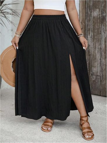 نساء زائد الحجم maxi تنورة تقسيم تنحن in Kuwait