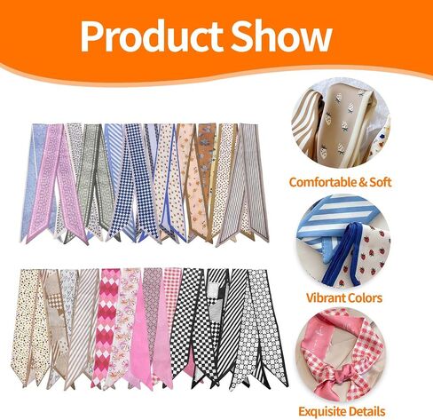 24PCS Fashion Scarves for Women Multifunctional Neck Scarves Purse Scarf Headbands for Bags Hair Accessories in Saudi Arabia