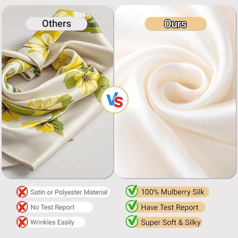Ciormis 100 ٪ Mulberry Silk Scarf-Women's 21 ''/27''Square حرير الشعر وشاح in Kuwait