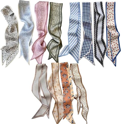 24PCS Fashion Scarves for Women Multifunctional Neck Scarves Purse Scarf Headbands for Bags Hair Accessories in Saudi Arabia