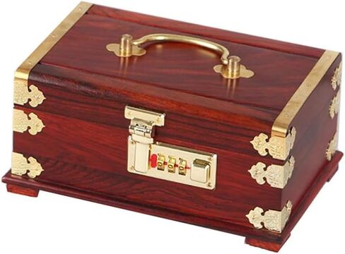Portable Antique Versatile Showcase, Real Wood/Wooden Jewelry Box, Password Lock Storage Box, Money Bank, Chest Design for Coin Storage and Collectibles in Saudi Arabia
