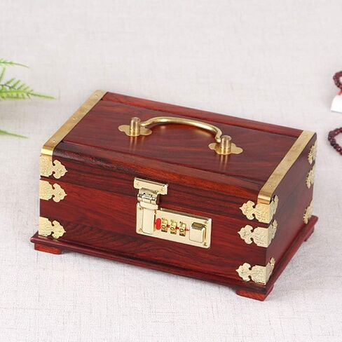 Portable Antique Versatile Showcase, Real Wood/Wooden Jewelry Box, Password Lock Storage Box, Money Bank, Chest Design for Coin Storage and Collectibles in Saudi Arabia