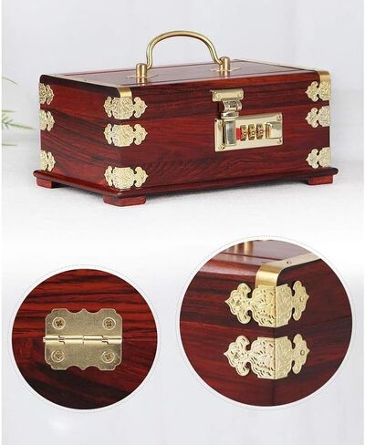 Portable Antique Versatile Showcase, Real Wood/Wooden Jewelry Box, Password Lock Storage Box, Money Bank, Chest Design for Coin Storage and Collectibles in Saudi Arabia