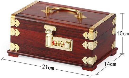 Portable Antique Versatile Showcase, Real Wood/Wooden Jewelry Box, Password Lock Storage Box, Money Bank, Chest Design for Coin Storage and Collectibles in Saudi Arabia