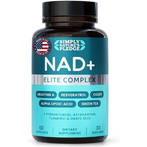 NAD+ Elite Complex-Direct NAD+ 300 mg مع urolithin A ، Resveratrol ، CoQ10 ومزيج مضادات الأكسدة-الطاقة الخلوية ، دعم الميتوكوندريا والشيخوخة الصحية-نباتي ، غير GMO ، 60 كبسولات (30 جربًا) in Saudi Arabia