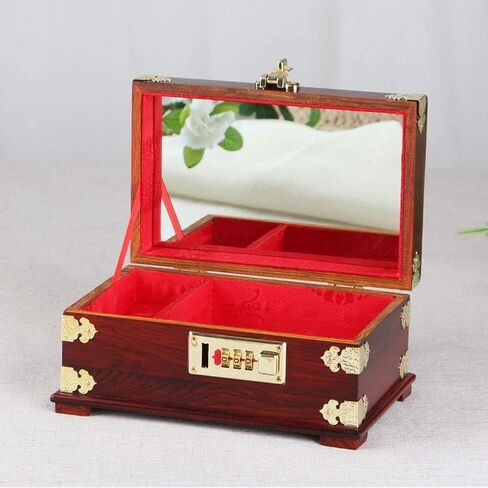 Portable Antique Versatile Showcase, Real Wood/Wooden Jewelry Box, Password Lock Storage Box, Money Bank, Chest Design for Coin Storage and Collectibles in Saudi Arabia