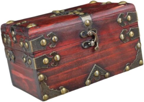 Vintage Style Wooden Treasure Chest Jewelry Storage Case 6.69x4.33x3.94 inch Multifunction Decorative Container for Trinkets Collectibles- Wood Color in Saudi Arabia
