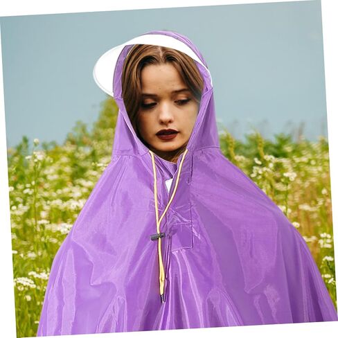 Popetpop للرجال المغطى بالركوب على رأس الدراجات الرخوة Cape Cape Rofroof Cover Cover خفيفة الوزن مقاوم للدموع Poncho لركوب الدراجة التخييم في الهواء الطلق الاستخدام الأرجواني in Saudi Arabia