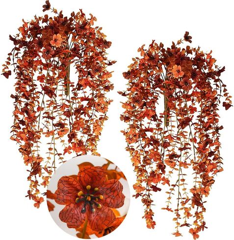 SzJias Artificial Hanging Plants Ferns Faux Fake Plants for Patio Porch Outdoor Decor (2 Pcs) in Kuwait