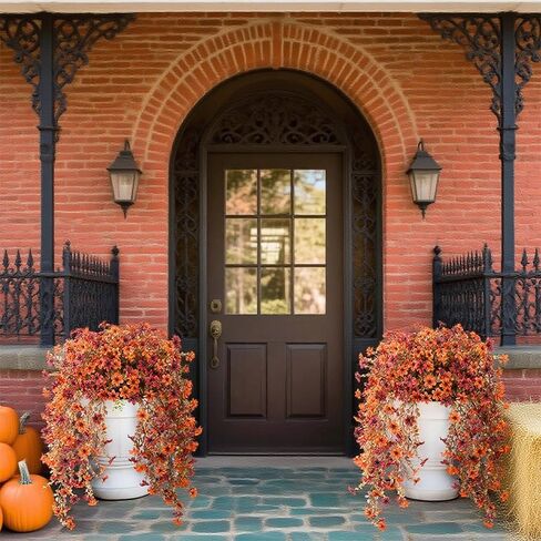 SzJias Artificial Hanging Plants Ferns Faux Fake Plants for Patio Porch Outdoor Decor (2 Pcs) in Kuwait