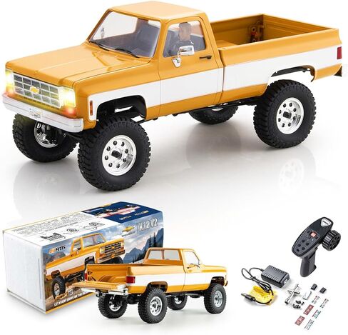 BEEZRC FMS 1/18 RC Crawler FCX18 Chevy K10 RC Truck RTR RC سيارة نموذج سيارة مرخصة رسميًا 8 كم/ساعة 4WD 900 مللي أمبير في الساعة هواية RC سيارات التحكم عن بعد مع أضواء LED مركبة 4-Ch 2.4 جيجا هرتز الارسال (أحمر) in Kuwait