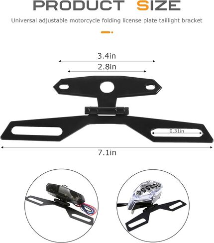 Motorcycle License Plate Bracket,Car Accessories Adjustable Motorcycle License Plate Holder,Universal Fold License Plate Tail Light Mount Holder,Suitable for Most Scooter ATV Dirt Bike in Saudi Arabia