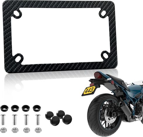 إطار لوحة ترخيص دراجة نارية من ألياف الكربون - حامل إطارات علامات الدراجات النارية ATV UTV ، 4 ثقوب لوحة ترخيص الصدأ من الفولاذ المقاوم للصدأ من الفولاذ المقاوم للصدأ in Kuwait