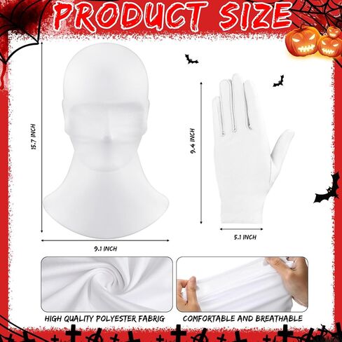 8 Pcs Faceless Mask and Gloves Full Face Mask Spandex Gloves Head Mask Halloween Spandex Hood for Masquerade Cosplay Unisex Adult Costume in Saudi Arabia