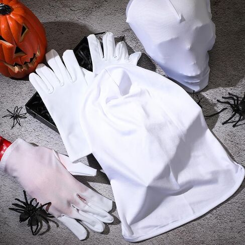 8 Pcs Faceless Mask and Gloves Full Face Mask Spandex Gloves Head Mask Halloween Spandex Hood for Masquerade Cosplay Unisex Adult Costume in Saudi Arabia