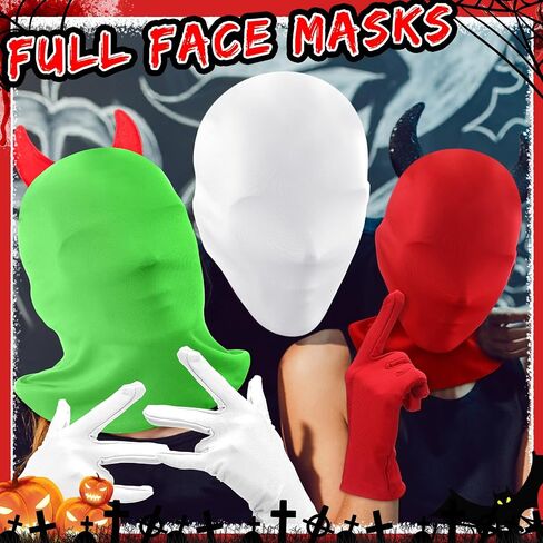 8 Pcs Faceless Mask and Gloves Full Face Mask Spandex Gloves Head Mask Halloween Spandex Hood for Masquerade Cosplay Unisex Adult Costume in Saudi Arabia