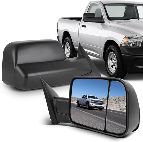 ECCPP Towing Mirrors Left and Right Side Tow Mirrors Replacement fit for 1998-2002 for Dodge for Ram 1500 2500 3500 Truck with Power Adjusted Heated No Light Pair Mirrors Manual Filp up in Kuwait