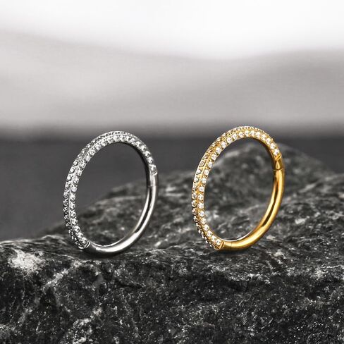 1pc ASTM F136 Titanium Septum Ring 16G/(8mm-10mm) Septum Jewelry,Triple Sided Micro CZ Nose Hoop Nose Rings Silver/Gold Cartilage Conch Helix Rook Hoop Earrings for women men in Saudi Arabia