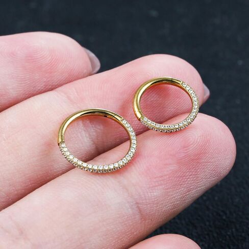 1pc ASTM F136 Titanium Septum Ring 16G/(8mm-10mm) Septum Jewelry,Triple Sided Micro CZ Nose Hoop Nose Rings Silver/Gold Cartilage Conch Helix Rook Hoop Earrings for women men in Saudi Arabia