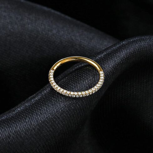 1pc ASTM F136 Titanium Septum Ring 16G/(8mm-10mm) Septum Jewelry,Triple Sided Micro CZ Nose Hoop Nose Rings Silver/Gold Cartilage Conch Helix Rook Hoop Earrings for women men in Saudi Arabia