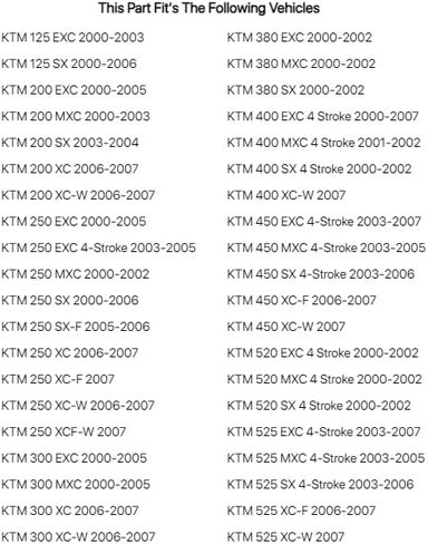 دليل سلسلة Acerbis Black لـ KTM 250 EXC 2000-2005 in Saudi Arabia