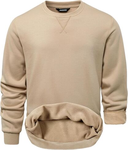 JMIERR Mens Cotton Sherpa Lined Sweatshirts Casual Fleece Long Sleeve Crewneck Fall Winter Pullover Shirts in Saudi Arabia