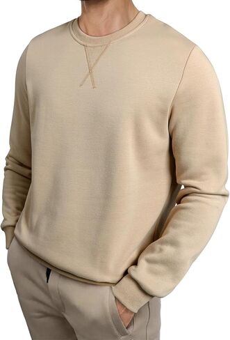 JMIERR Mens Cotton Sherpa Lined Sweatshirts Casual Fleece Long Sleeve Crewneck Fall Winter Pullover Shirts in Saudi Arabia
