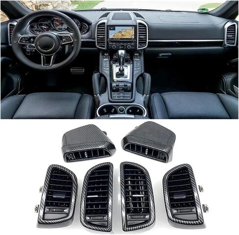 متوافق مع Cayenne 2011-2017 7P5819703 7P5819704 تكييف الهواء الأمامي الكربون A/C Air Air Grille Association (الخلفية) in Saudi Arabia
