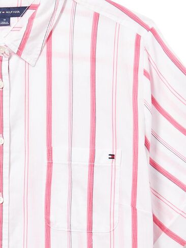 Tommy Hilfiger Women’s Button Up Striped Short Sleeve Sportswear Top in Saudi Arabia