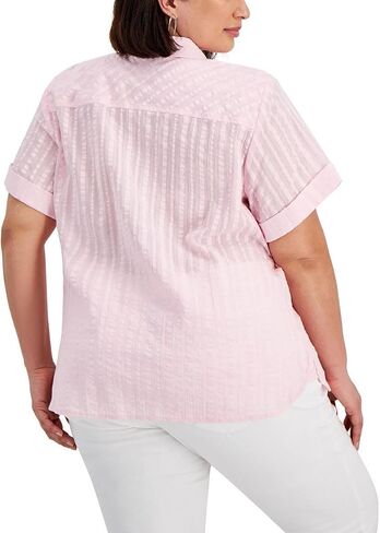 Tommy Hilfiger Women’s Button Up Striped Short Sleeve Sportswear Top in Kuwait