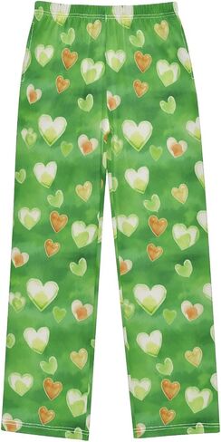 St-Patrick's Day Heart Cute Pajama Pants, Soft Sleepwear Lounge Pants Pajama Pj Bottoms for 6-14 Years in Saudi Arabia