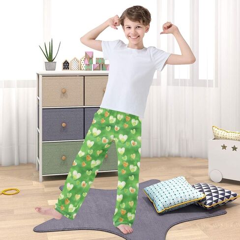 St-Patrick's Day Heart Cute Pajama Pants, Soft Sleepwear Lounge Pants Pajama Pj Bottoms for 6-14 Years in Saudi Arabia