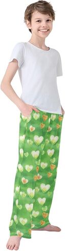 St-Patrick's Day Heart Cute Pajama Pants, Soft Sleepwear Lounge Pants Pajama Pj Bottoms for 6-14 Years in Saudi Arabia