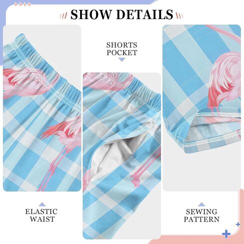 Pink Flamingos Grid Cute Pajama Pants, Soft Sleepwear Lounge Pants Pajama Pj Bottoms for 6-14 Years in Saudi Arabia