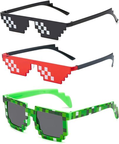 ALVOGIMOR 3 Pack Thug Life Sunglasses,Men Women Kids Pixel Mosaic Glasses, MLG Shades for Photo Props or Halloween Party in Kuwait