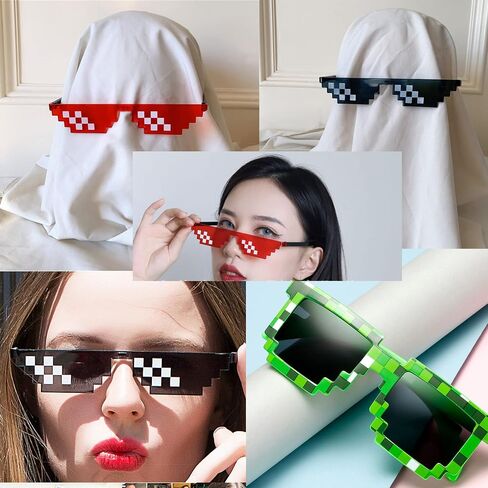 ALVOGIMOR 3 Pack Thug Life Sunglasses,Men Women Kids Pixel Mosaic Glasses, MLG Shades for Photo Props or Halloween Party in Kuwait