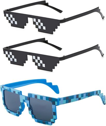 ALVOGIMOR 3 Pack Thug Life Sunglasses,Men Women Kids Pixel Mosaic Glasses, MLG Shades for Photo Props or Halloween Party in Kuwait