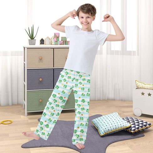 St-Patrick's Day Shamrocks Cute Pajama Pants, Soft Sleepwear Lounge Pants Pajama Pj Bottoms for 6-14 Years in Saudi Arabia