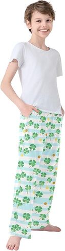 St-Patrick's Day Shamrocks Cute Pajama Pants, Soft Sleepwear Lounge Pants Pajama Pj Bottoms for 6-14 Years in Saudi Arabia