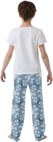 Blue Snowflake Holiday Prints Cute Pajama Pants, Soft Sleepwear Lounge Pants Pajama Pj Bottoms for 6-14 Years in Saudi Arabia