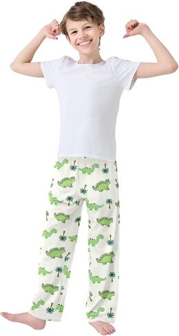 Cute Dinosaur Pattern Cute Pajama Pants, Soft Sleepwear Lounge Pants Pajama Pj Bottoms for 6-14 Years in Saudi Arabia