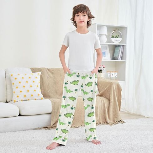 Cute Dinosaur Pattern Cute Pajama Pants, Soft Sleepwear Lounge Pants Pajama Pj Bottoms for 6-14 Years in Saudi Arabia